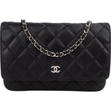 Chanel Quilted Lambskin Palladium Wallet On Chain Crossbody Bag