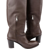 Prada Brown Pebbled Leather Knee-High Boots (38)