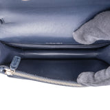 Saint Laurent Navy Exotic Croc-Embossed Sunset Top Handle Crossbody Bag