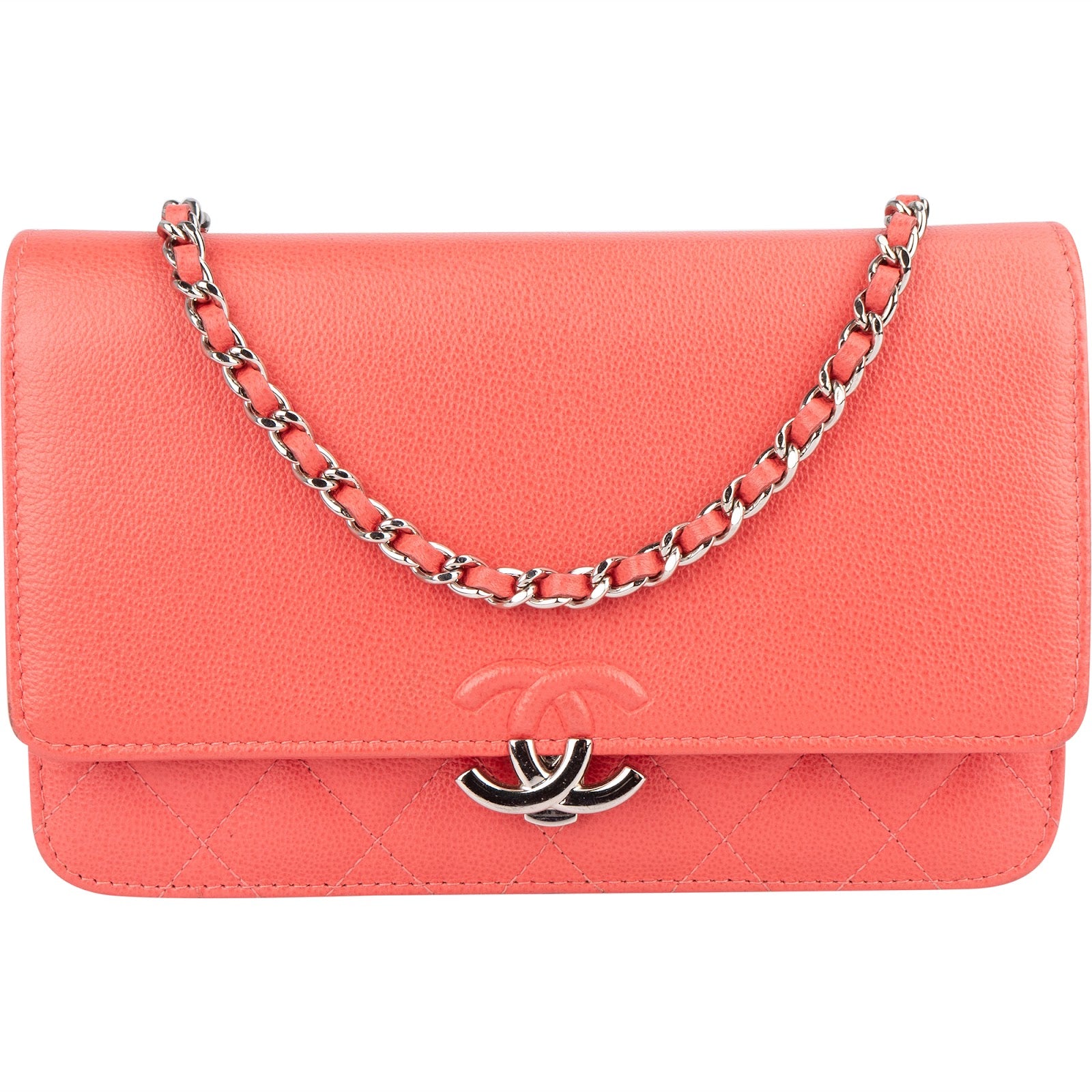 Chanel Caviar Leather CC Wallet On Chain Crossbody Bag - vintageandkickz