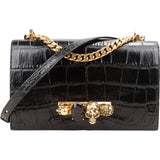 Alexander McQueen Croc-Embossed Leather Jewelled Knuckle Crossbody Bag