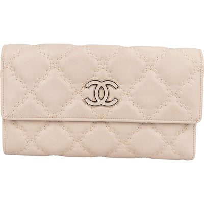 Chanel Quilted Stitched Lambskin Flap Wallet