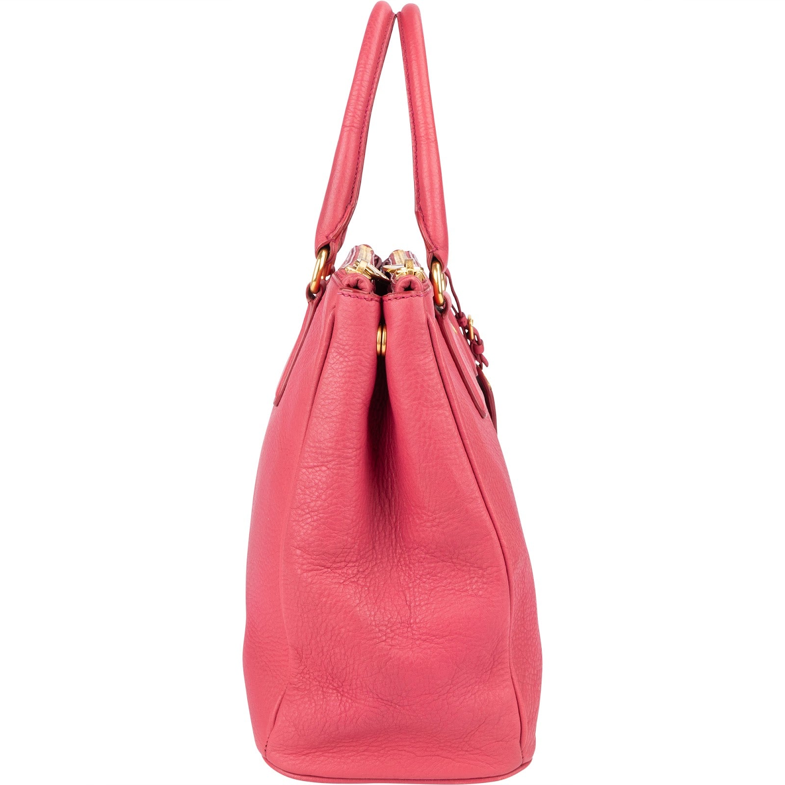 Prada Pink Leather Galleria Double Zip Tote Handbag - vintageandkickz