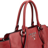 Prada Red Vitello Daino Leather Tote Handbag