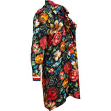 Gucci Multicolor Floral Print Silk Ruffle Bow Longsleeve Blouse Short Dress (IT40)