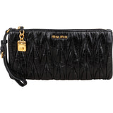 Miu Miu Black Matelassé Vitello Lux Leather Wristlet Clutch