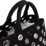 Prada Triangle Perforated Grommet Canapa Handbag