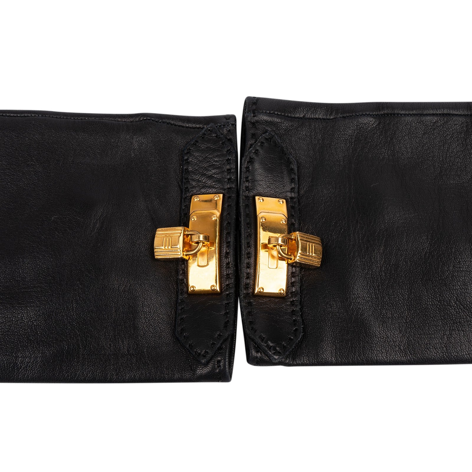 [🔄️B08 / F40] Hermès Black Leather Kelly Gloves - vintageandkickz