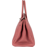 Hermès Bois De Rose Taurillon Clemence Leather Palladium Birkin 35 Handbag
