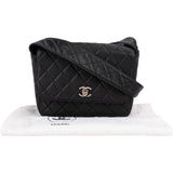 Chanel Quilted Leather Palladium Messenger Shoulder Bag