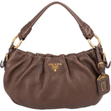 Prada Vitello Daino Leather Ruched Hobo Shoulder Bag