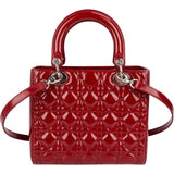 Christian Dior Quilted Patent Leather Lady Dior Handbag