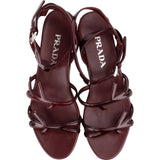 Prada Wine Red Patent Leather Floral Applique Platform Sandals (38,5)