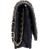 Chanel Dark Blue Quilted Caviar Leather Wallet On Chain Crossbody Bag
