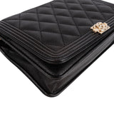 Chanel Quilted Caviar Leather Wallet On Chain Boy Crossbody Bag