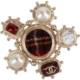 Chanel Tweed and Pearl CC Star Brooch
