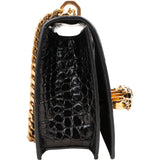 Alexander McQueen Croc-Embossed Leather Jewelled Knuckle Crossbody Bag