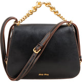 Miu Miu Black Calfskin Chain Handle Shoulder Handbag