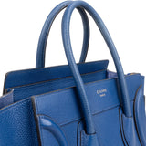 Céline Blue Drummed Calfskin Micro Luggage Handbag