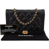 Chanel Quilted Lambskin Small Boy Wallet On Chain Crossbody Bag