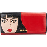 Prada Leather Face Continental Wallet