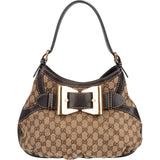 Gucci Monogram GG Large Buckle Hobo Shoulder Bag