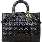 Christian Dior Quilted Patent Leather Lady Dior Handbag - vintageandkickz