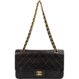 Chanel Quilted Lambskin Medium 24K Gold Double Flap Shoulder Bag
