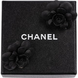 Chanel Black Camellia Earrings