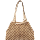 Gucci Monogram GG Canvas Bamboo Tassel Tote Shoulder Bag