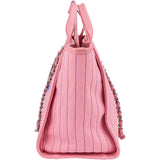 Chanel Canvas Pinstripe Baseball Bicolor Deauville Tote Shopper Shoulder Bag