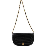 Chanel Quilted Lambskin Half Moon 24K Gold Single Flap Shoulder Bag