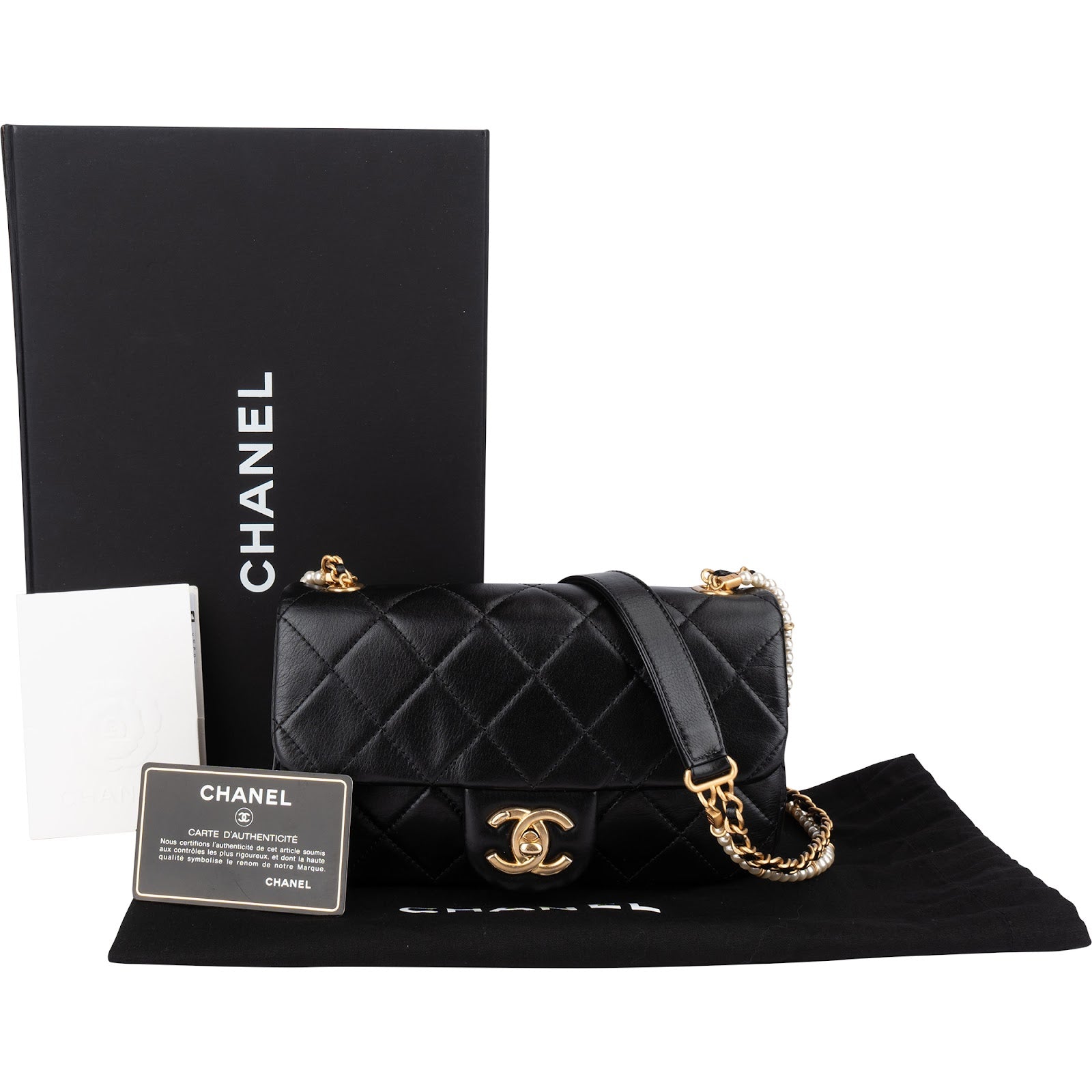 Chanel Quilted Lambskin Pearl Mini Single Flap Crossbody Bag - vintageandkickz