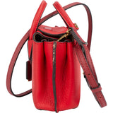 MCM Red Pebbled Leather Aren Mini Top Handle Crossbody Bag
