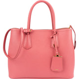 Prada Pink Saffiano Leather Double Handbag