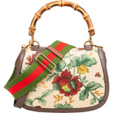 Gucci Floral Jacquard Bamboo 1947 Top Handle Crossbody Bag