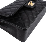 Chanel Quilted Caviar Leather Small Double Flap Shoulder Bag