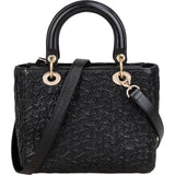 Christian Dior Black Crinkled Lambskin Small Lady Dior Handbag