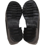 Chanel Black Brushed Leather CC Platform Loafers (38)