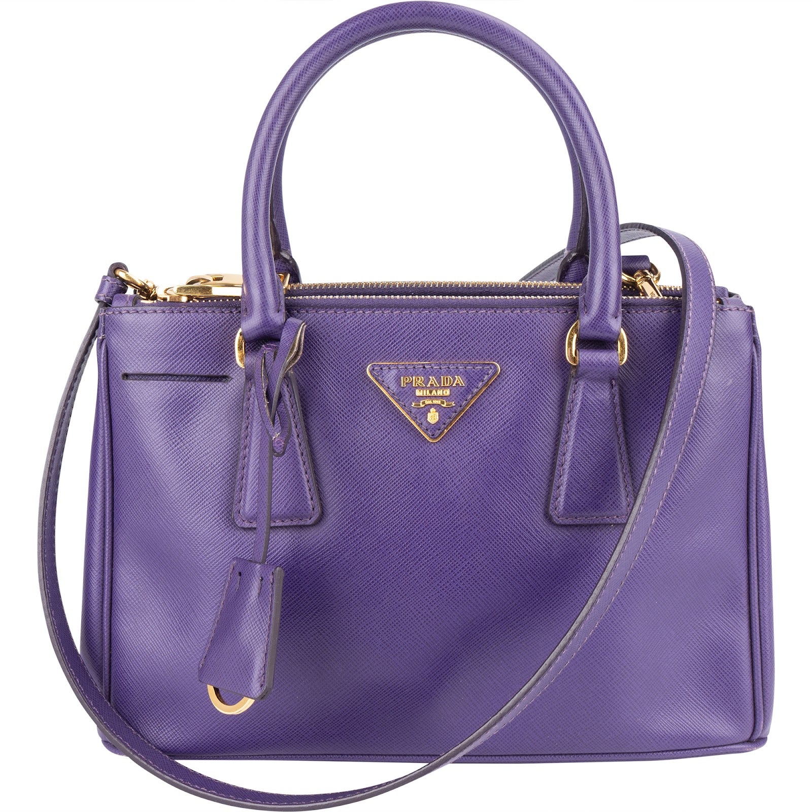 Prada Purple Saffiano Leather Galleria Handbag - vintageandkickz