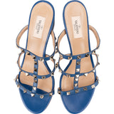 Valentino Garavani Blue Leather Rockstud Block Heel Sandal Sandals (40)