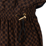 Louis Vuitton Monogram Damier Ebene Cotton Chain Detail Drawstring Shirt Dress (XS)