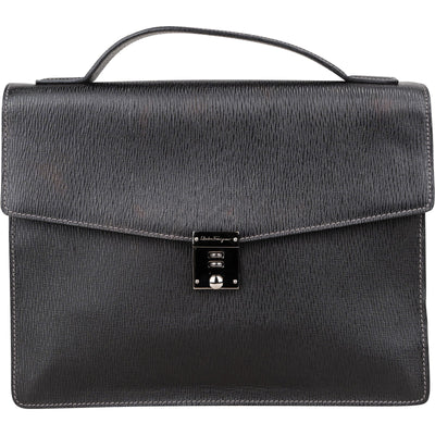 Salvatore Ferragamo Grained Leather Briefcase Handbag