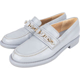 Chanel Blue Leather Chain Charm Loafers Shoes (37,5)