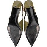 Gucci Green Patent Leather Charlott Chain Slingback Pumps (37)