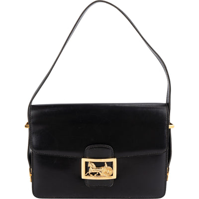 Celine Leather Vintage Horse Carriage Box Shoulder Bag