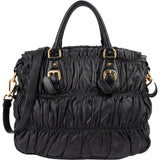 Prada Black Matelassé Nappa Leather Gaufre Satchel Handbag