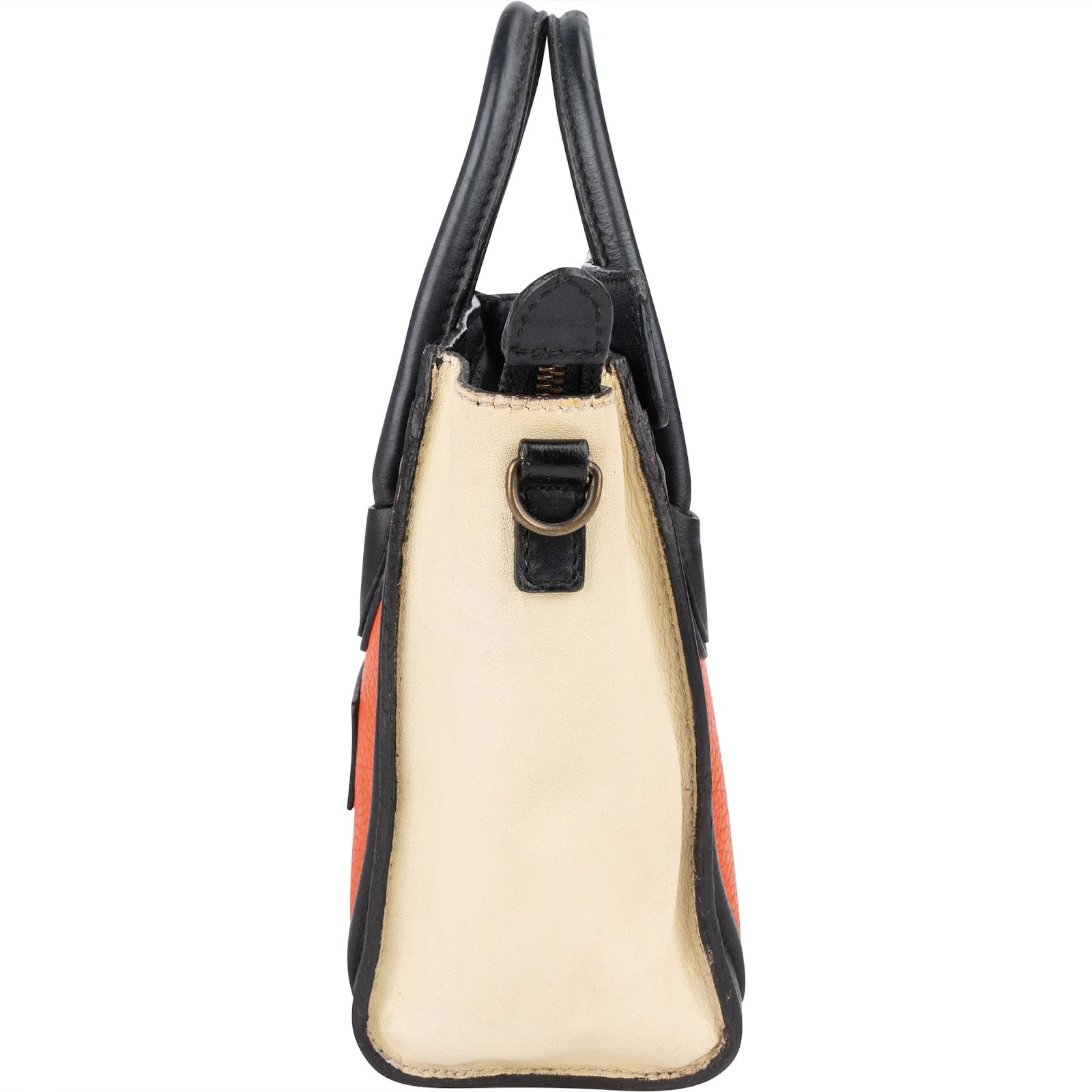 Celine Tricolor Grained Leather Luggage Handbag - vintageandkickz