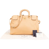 Prada Beige Deerskin Leather Cervo Vitello Daino Top Handle Hobo Handbag