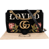 Gucci Monogram Velvet Small GG Marmont 'Loved' Embroidered Shoulder Crossbody Bag